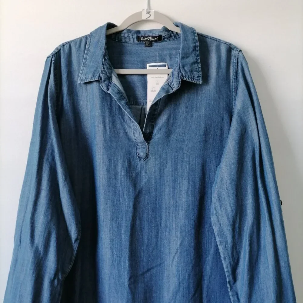 Velvet Heart Denim Blue High-Low Shirt Dress - Picture 2 of 8